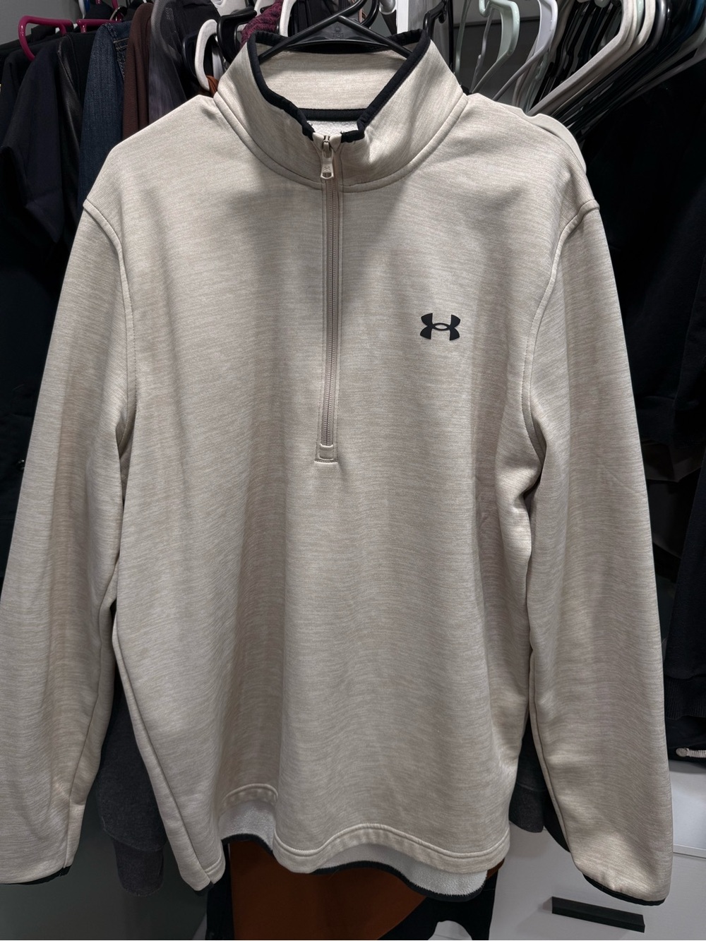 Men’s Under Armour Half Zip Loose fit Cold Gear Sand / Sz Large